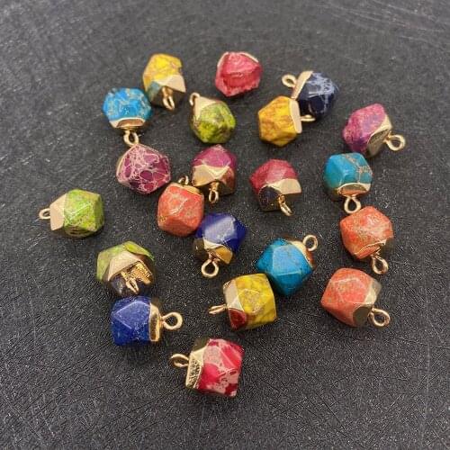 Natural Stone Polygon Single Hole Turquoise Pendant Jewelry Making for DIY Making Necklace Accessories Multi-color Optional