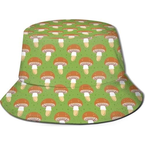 NOISYDESIGNS New Fashion Women Mushroom Print Cute Bucket Hat Fisherman Hat Bucket Cap Outdoor Casual Sun Hats GorrosStudents