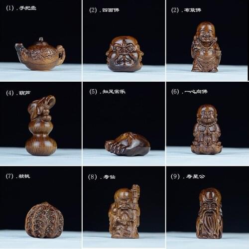 Hollow yellow sandalwood handles necklace pendant accessories solid wood carving play with wood crafts African acid branch play