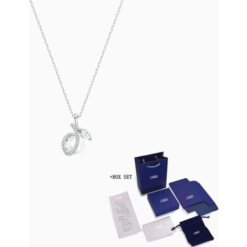 SWA Necklace Accessories New LEONORE Pendant Necklace Gorgeous Leaf Shiny Crystal Pearl Women Jewelry Gift Free Shipping