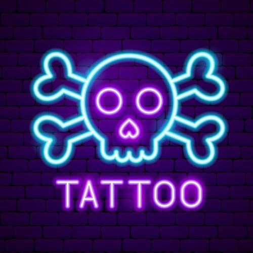 Decorative Light Tattoo Skull Face Neon Bulb Light Design Signboard Custom Decor Beer Lamp lamps In The Room Handmade Glass Tube