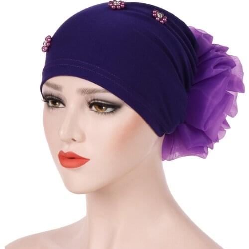 Full Cover Milk Silk Muslim Hijab Islamic Women Elastic Beads Hat Head Scarf Turban Cap Muslim Turban Hijab for Girls