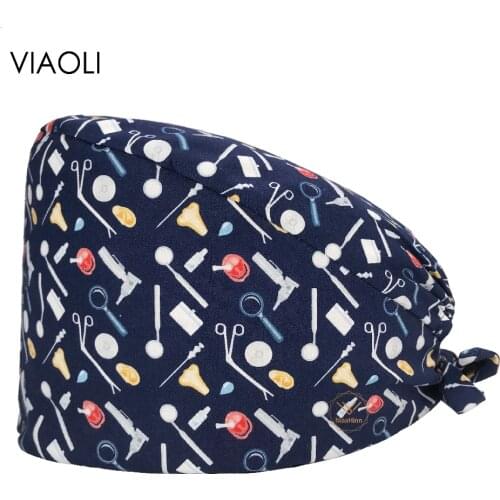 Unisex 100% cotton Multicolor Tieback medical Surgical hat doctor clinical lab cap nurse Dentist Beautician Pet clinic scrub hat