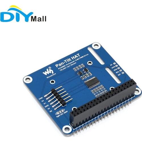 Waveshare 2-DOF Pan-Tilt HAT Module for Raspberry Pi Light Intensity Sensing I2C Interface PCA9685 PWM chip TSL2581 light sensor