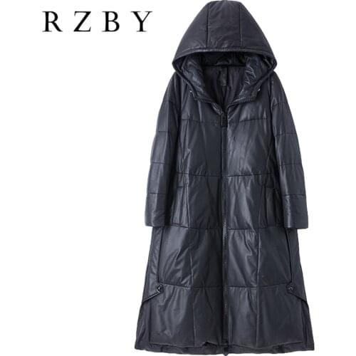 Winter Warm Sheepskin Parkas Women Pluz Size Korean Style Down Coat Female Real Leather Thick Cold-resistant Outwear RZBY275