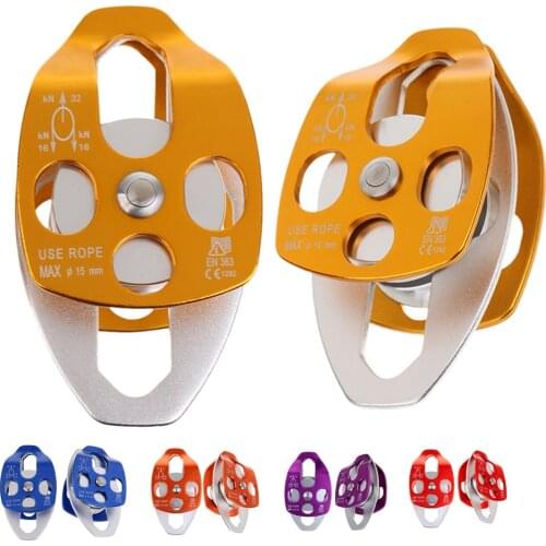 2PC 32KN Swing Climbing Double Pulley for Caving Rock Climbing Rappelling Rescue Dragging Sheaves Caving Rescue Hauling System