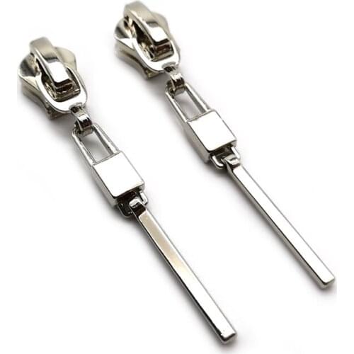 20pcs/Lot, High Quality Silver Color 5# Zipper Puller with Simple Stick Shape Zip Pull Accessories for Fashion Industry
