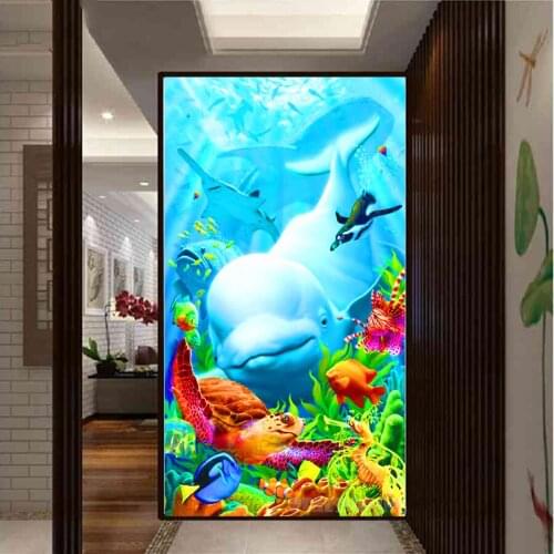 Animal Dolphins With Fishes Sea turtle 5D Diamond Painting Full Square diamond Mosaic drill Daimond Embroidery large N1124