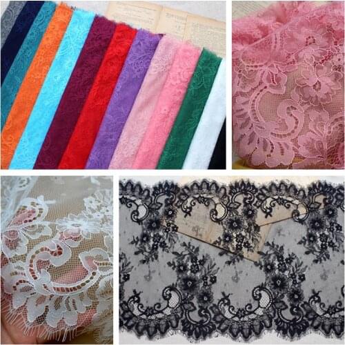 6Meters/Lot Multicolor Eyelash Lace Trim Wide 42CM DIY Handmade Wedding Dress Clothes Lace Fabric Accessories