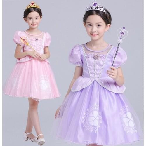 ABGMEDR Brand Fashion Princess Dresses Girls Party Dress Sofia Costume Children Christmas Clothing Purple Girls Dresses Age 10