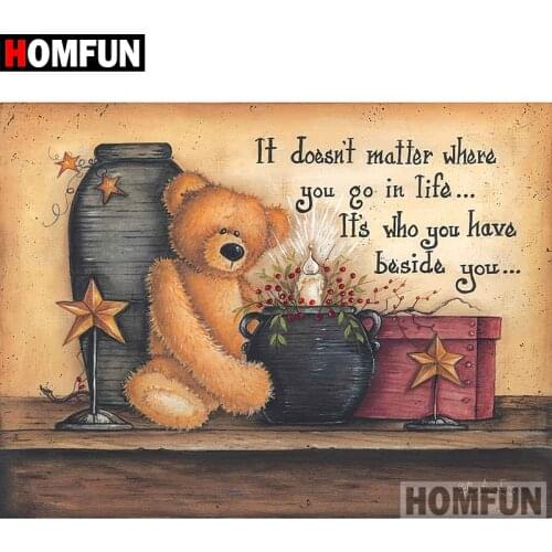 HOMFUN 5D DIY Diamond Painting Full Square/Round Drill "Bear scenery" 3D Embroidery Cross Stitch gift Home Decor A01795
