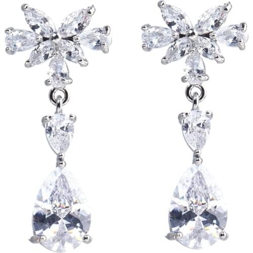 Bettyue Natural Style Cocount Tree Shape Long Earring With Waterdrop Cubic Zircon Female Elegant Jewelry New Trend Party Gift