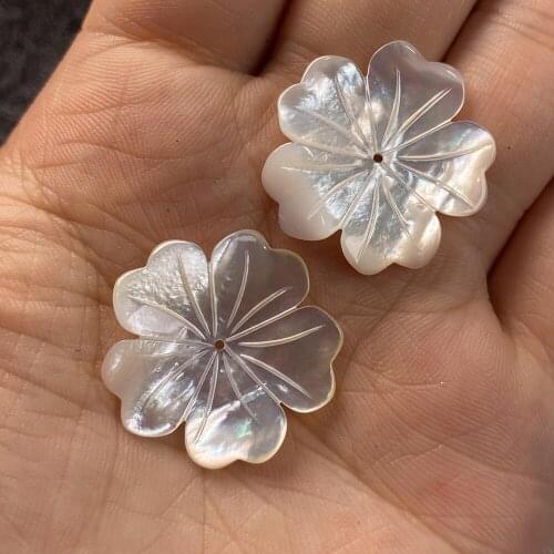Shell Beads Carved-flowered Accessories White Loose Shell Beads For Jewelry Making Bracelet Earring Handiwork Sewing Accessory