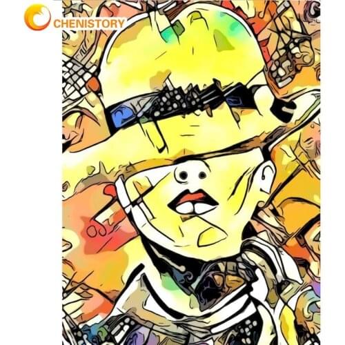 CHENISTORY DIY Oil Painting By Numbers 40x50cm Framed Figure Paint Kits For Adults Hand Painted Unique Gift Home Wall Decoration