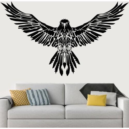 Black Raven Wall Sticker Eagle Wings Vinyl Decals Cool Gothick Living Room Decoration Bedroom Mural Home Decor Animal Paw O198