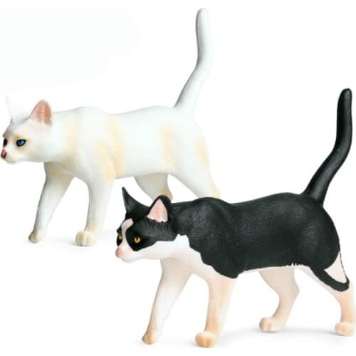 Black/White Cat Model Action Figure Pets Animal Action Figures Collection PVC Children Cognitive Toys