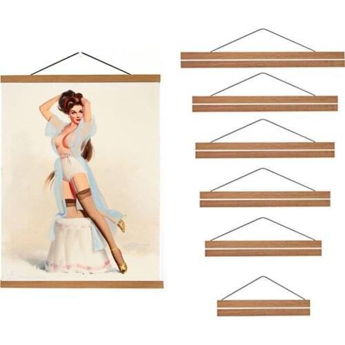 Wooden Poster Hanger Photo Magnetic Frame Four colors DIY Picture Canvas Print Hanging Wall Art Home Decor 21-60cm A4 A3 Custom