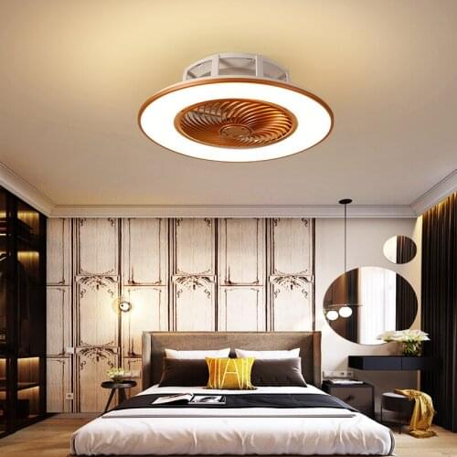 European simple modern ceiling fan lamp dining room bedroom study living room quiet thin invisible decorative ceiling lamp