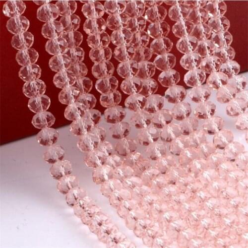 MHS.SUN 2mm-14mm Water Pink Color Faceted Rondelle Crystal Beads For DIY Jewelry Making Loose Spacer Glass Beads Hand Craft