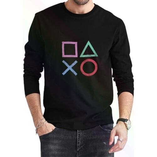 Playstation Vintage Icon Logo Classic Black T-Shirt 2021 Newest Summer Mens Long Sleeve Popular Tees Shirt Tops Novel Unisex