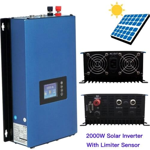 2000W Solar On Grid Tie Inverter With Limiter Sensor MPPT 45-90VDC Pure Sine Wave Inversor Battery Discharge 230VAC for Panel