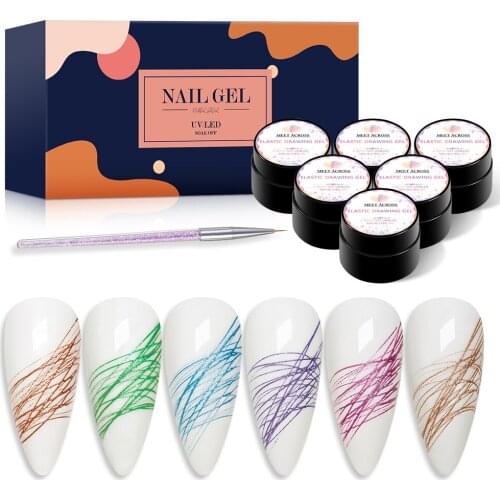 Nail Painting Gel Polish Set Pulling Silk Point To Line Spider Creative Wire Drawing Nail Gel Kit Soak Off Nail Art Tips Salon
