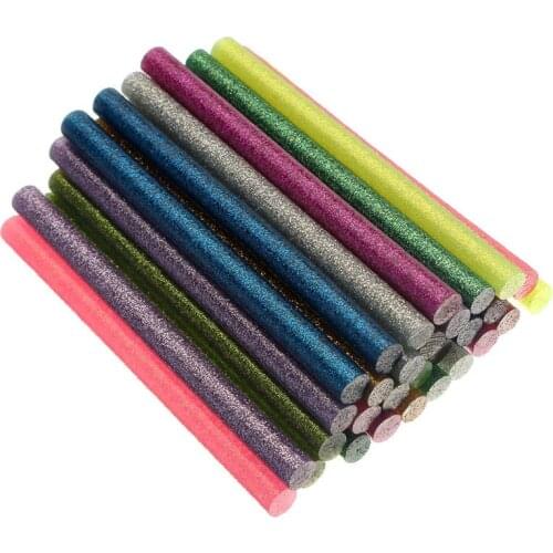 JimBon 30pcs 7*100mm Colorful Flash Mix Color Hot Melt Glue Stick Mobile Beauty DIY Tools Highly Viscous Adhesive Strips