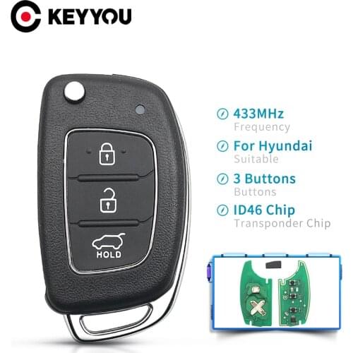 KEYYOU 5pcs For Hyundai New IX35 IX25 IX45 Elantra Santa Fe Flip Remote Control Key 433mhz ID46 Transponder Chip Fob TOY40 Blade