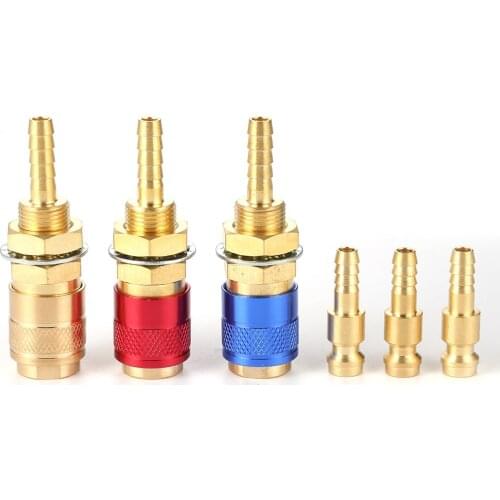 Brass 6mm Water Cooled Gas Adapter M6 Welding Torch Quick Hose Connector Fittings for MIG TIG Welding Torch Plug