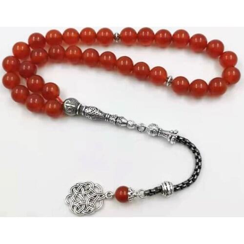 Natural Red Agates chalcedony Tasbih Islam misbaha Muslim Everything is new bracelet prayer beads 33 66 99beads stone Rosary