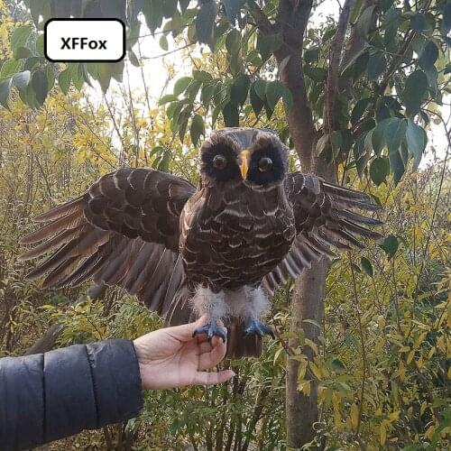 New simulation wings owl model foam&furs real life brown owl bird doll gift about 35x55cm xf1101