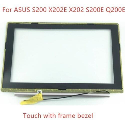 Original For ASUS S200 X202E X202 S200E Q200E TCP11F16 V1.0 Touch Screen Glass Digitizer B Shell Border with Frame Cable Bezel