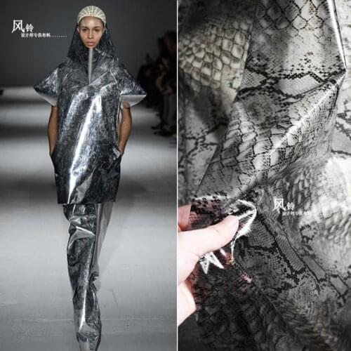 Black Snake Skin TPU Fabric Semitransparent Fabric See-through Clothes DIY Sewing Dress Waterproof Raincoat Designer Fabric