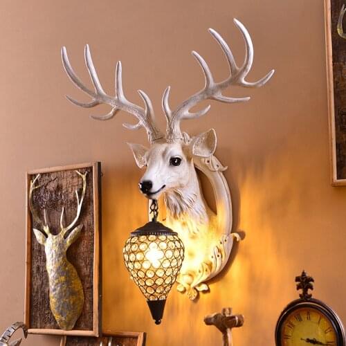 Antlers Nordic Atmosphere Living Room Hotel Background Wall Entrance Bedside Personality Creative Deer Head Decoration Wall Lamp
