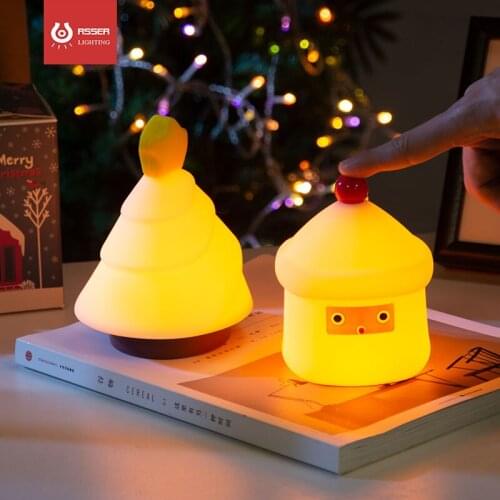 Christmas Cute Soft Silicone Night Light Rechargeable LED Lucky Tree Shape Night LightS For Kids Play Gift