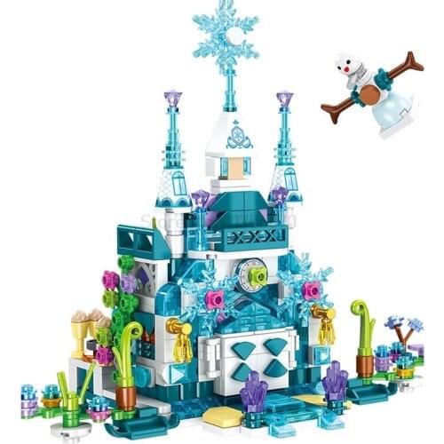 Ice And Snow Snowman Castle Suit Girl Series Architecture Model Building Blocks DIY Kits Educational Kids Toys For Girls Gifts
