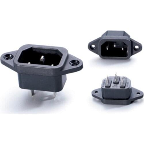 Nylon + Copper 100 Pcs 3P IEC 320 C14 Male Plug Panel Power Inlet Sockets Connectors AC 250V 10A