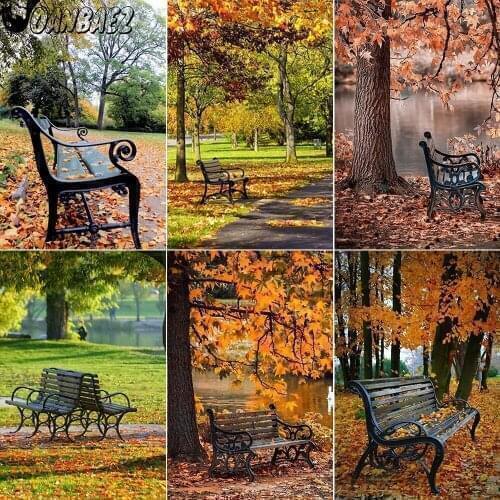 Bench Diamond Painting Cross Stitch Embroidery Roadside Scenery 5D Diy Mosaic Kit Hand-Inlaid Craft Gift Design Home Decoration