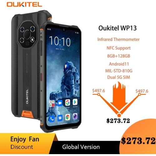 OUKITEL WP13 Global Version Dual 5G Rugged Smartphone NFC 8GB+128GB 5280mAh 6.52''HD+ Mobile Phone 48MP MT6833 2021 Celular