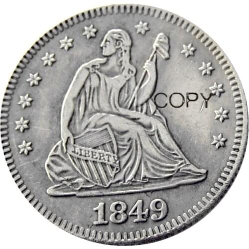 USA 1849 1849-O Seated Liberty Quarter Dollars Different Mint Silver Plated 25 Cents Copy Coin