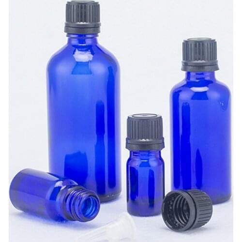 10ml/100ml Blue Essential Oil Anti-theft Cap Glass Bottle with Long Handle Inner Plug Cosmetic Packaging Bottle 100PCS/LOT