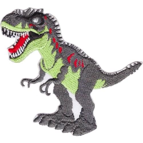 Punk Style Dinosaur Embroidered Patch for Cloth Iron On Badges Fashion Appliques for Jacket Jean Decoration Stickers