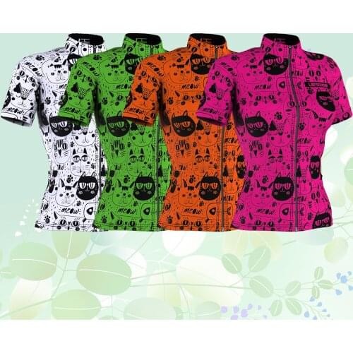 Women Cyling Jersey Blouse Outdoor Road Bike Clothes Mtb Bicycle Short Sleeve Cycling Shirts Tops Cat Camiseta Ciclismo Feminina