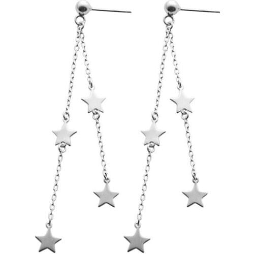 YSH New 100% 925 Sterling Silver fine Star Long Tassel Earrings 2020 Women Luxury DIY Jewelry Valentines Day Gift Free Shipping