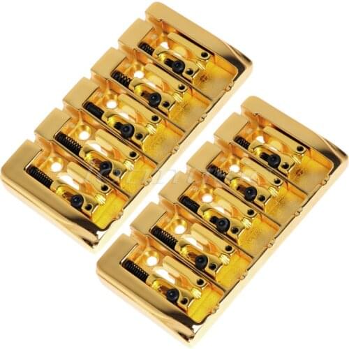 2Pcs 5 String Bridge Square Saddle Gold Plated 19mm String Space With Srews Allen Wrench For Bass Guitar Replacement