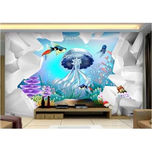 3d room wallpaper custom photo mural dream jellyfish sea world background home decor 3d wall murals wallpaper for living room