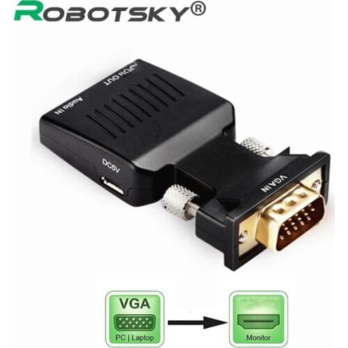 VGA Male to HDMI Female Adapter with 3.5mm Audio output 1080P HDTV AV Converter Cable for PC Notebook Projector Monitor