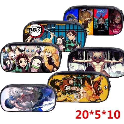 Demon Slayer Kimetsu no Yaiba Pencil Case Canvas Zipper Bag Storage Bags Tanjirou School Pen Box Kids Adult Boys Girls Men Women