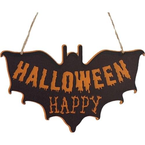 Halloween Wooden Ornaments Pumpkin Ghost Trick or Treat Pendants Halloween Party Decoration for Home Door Hanging Signs Kids Toy