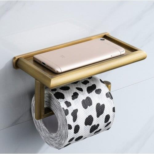 Paper Holder Phone Storage Antique Tissue Holder Bathroom Accessories Towel Rack Toilet Roll Dispenser With Bathroom Shelf